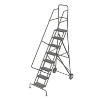 Steel Rolling Ladder, 8 Steps, 16" Step Width, 80" Platform Height, Steel Par Equipment