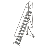 Steel Rolling Ladder, 11 Steps, 16" Step Width, 110" Platform Height, Steel Par Equipment
