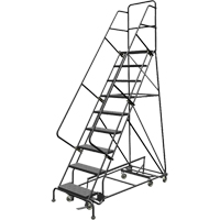 All Directional Rolling Ladder, 9 Steps, 24" Step Width, 90" Platform Height, Steel Par Equipment
