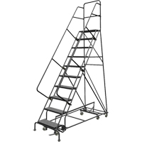 All Directional Rolling Ladder, 10 Steps, 24" Step Width, 100" Platform Height, Steel Par Equipment
