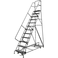 All Directional Rolling Ladder, 12 Steps, 24" Step Width, 120" Platform Height, Steel Par Equipment