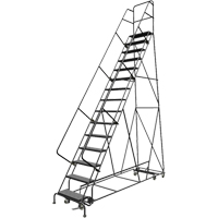 All Directional Rolling Ladder, 15 Steps, 24" Step Width, 150" Platform Height, Steel Par Equipment