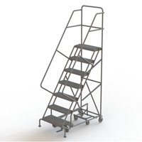 All Directional Rolling Ladder, 7 Steps, 24" Step Width, 70" Platform Height, Steel Par Equipment
