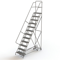 All Directional Rolling Ladder, 12 Steps, 24" Step Width, 120" Platform Height, Steel Par Equipment