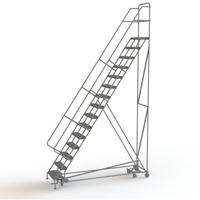 All Directional Rolling Ladder, 15 Steps, 24" Step Width, 150" Platform Height, Steel Par Equipment