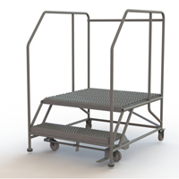 Mobile Work Platform, Steel, 2 Steps, 20" H, 36" D, 36" Step, Serrated VC596 | Par Equipment
