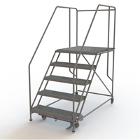 Mobile Work Platform, Steel, 5 Steps, 50" H, 36" D, 36" Step, Serrated VC599 | Par Equipment