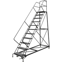 Safety Slope Rolling Ladder, 11 Steps, Perforated, 50° Incline, 110" High Par Equipment