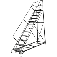Safety Slope Rolling Ladder, 12 Steps, Perforated, 50° Incline, 120" High Par Equipment