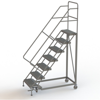 Safety Slope Rolling Ladder, 7 Steps, Serrated, 50° Incline, 70" High Par Equipment