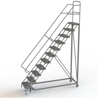 Safety Slope Rolling Ladder, 11 Steps, Serrated, 50° Incline, 110" High Par Equipment