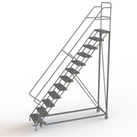 Safety Slope Rolling Ladder, 12 Steps, Serrated, 50° Incline, 120" High Par Equipment