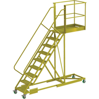 Cantilever Rolling Ladder, Supported, 9 Steps, 40" Platform Depth, 90" Platform Height Par Equipment