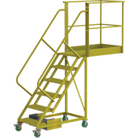 Cantilever Rolling Ladder, Unsupported, 6 Steps, 40" Platform Depth, 60" Platform Height Par Equipment