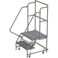 Deep Top Step Rolling Ladder, 2 Steps, 16" Step Width, 20" Platform Height, Steel Par Equipment