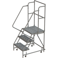 Deep Top Step Rolling Ladder, 3 Steps, 16" Step Width, 30" Platform Height, Steel Par Equipment
