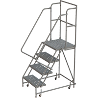 Deep Top Step Rolling Ladder, 4 Steps, 16" Step Width, 40" Platform Height, Steel Par Equipment