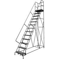 Deep Top Step Rolling Ladder, 13 Steps, 24" Step Width, 130" Platform Height, Steel Par Equipment