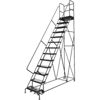 Deep Top Step Rolling Ladder, 13 Steps, 24" Step Width, 130" Platform Height, Steel VC777 | Par Equipment