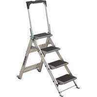 Tilt & Roll Step Stool Ladder, 4 Steps, 44.25" x 22.13" x 59" High Par Equipment