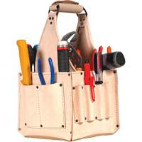 Porte-outils pour &eacute;lectricien et travaux d'entretien, Cuir, 17 pochettes, Beige Par Equipment