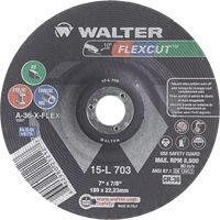 Flexcut™ Depressed Centre Grinding Wheels, 7", 36 Grit, Aluminum Oxide, 7/8", 8600 RPM, Type 29 VV140 | Par Equipment