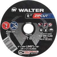 Zipcut™ Cut-Off Wheel, 5" x 3/64", 7/8" Arbor, Type 1, Aluminum Oxide, 12200 RPM VV151 | Par Equipment