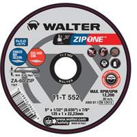 Meule &agrave; tronçonner Zip One, 5" x 1/32", Arbre de 7/8", Type 1, Alumine de zirconium, 12 200 Tr/min Par Equipment