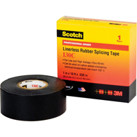 Scotch<sup>®</sup> Linerless Rubber Splicing Tape 130C, 25.4 mm (1") x 9.14 m (30'), Black XC323 | Par Equipment