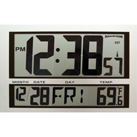 Jumbo Clock, Digital, Battery Operated, 16.5" W x 1.7" D x 11" H, Silver Par Equipment