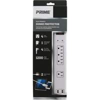 USB Charging Surge Protectors, 4 Outlets, 1200 J, 1875 W, 4' Cord XG809 | Par Equipment
