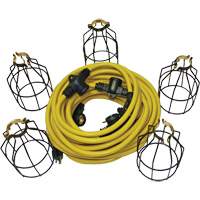 LED String Lights with Connector, 5 Lights, 50' L, Metal Housing XI324 | Par Equipment