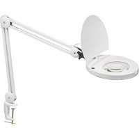 Lampe loupe ajustable, Dioptrie 5, Ampoule DEL, Bras de 47", Pinces serre-joints, Blanc Par Equipment