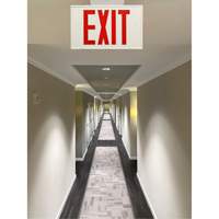 Exit Sign, LED, Battery Operated/Hardwired, 12-1/5" L x 7-1/2" W, English XI788 | Par Equipment