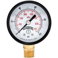 Manomètre économique,  2", 0 - 100 psi, Fixation inférieure, Analogique YB876 | Par Equipment